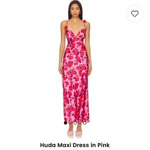 Huda maxi dress in pink and red floral